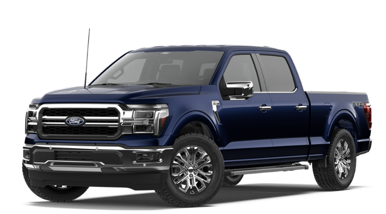 2026 Ford F-150 LARIAT in Antimatter Blue Metallic — front three-quarter view